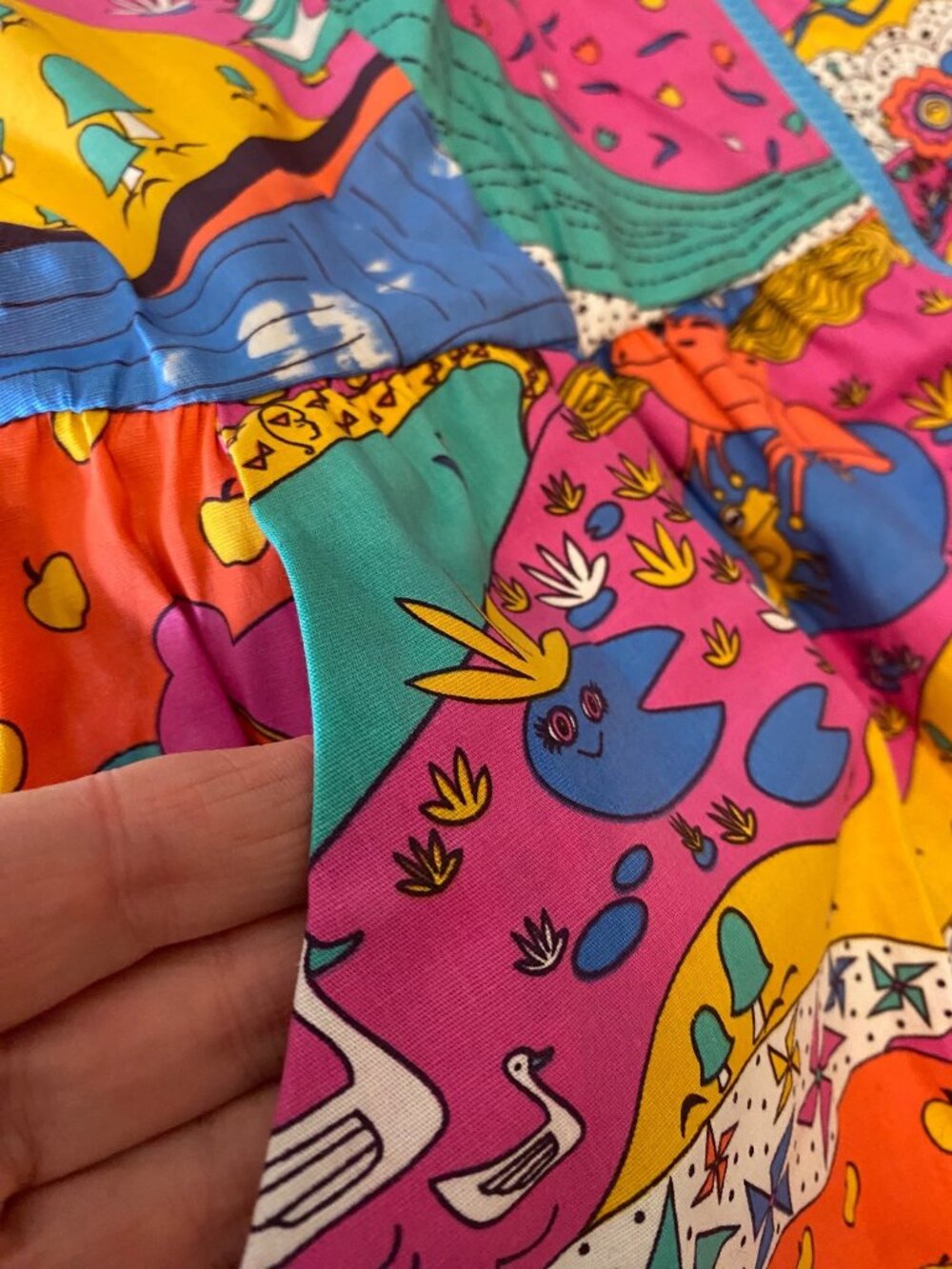 Blue Platypus Landscape Print Fit & Flare Midi Dress in Rainbow Farm Medium - Picture 6 of 10